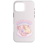 Carcasa para iPhone 16 Pro MAX Besties Axolotl Capybara Bubble Tea Lindo Kawaii Anime Animal