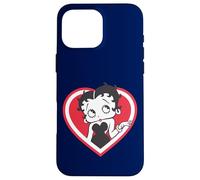 Carcasa para iPhone 16 Pro MAX Betty Boop White & Red Heart Cute Thinking Pose San Valentín
