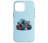 Carcasa para iPhone 16 Pro MAX Big Wheels Police Car Vehicle Kids Boys Monster Truck