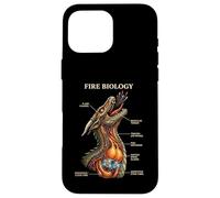 Carcasa para iPhone 16 Pro MAX Biología del Fuego Dragón Nerd Anatomía Diagrama de Ciencias Míticas