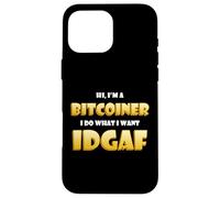 Carcasa para iPhone 16 Pro MAX Bitcoin Idgaf Meme Cute Blockchain Costume BTC Bitcoiner