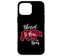 Carcasa para iPhone 16 Pro MAX Blessed G-Mom Bear Red Buffalo Check Plaid Divertido Regalo para Abuela