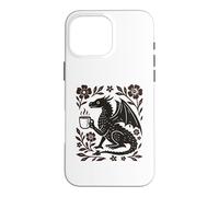 Carcasa para iPhone 16 Pro MAX Boho Dragón Bebiendo Café Arte Popular Bestia Mítica