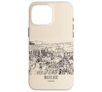 Carcasa para iPhone 16 Pro MAX Boise Idaho Vintage Horizonte Dibujo