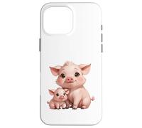Carcasa para iPhone 16 Pro MAX Bonito diseño de mamá cerdita y Cerdito bebé