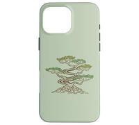 Carcasa para iPhone 16 Pro MAX Bonsai - Árbol de meditación japonés para jardín Zen japonés, Verde y marrón