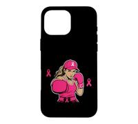 Carcasa para iPhone 16 Pro MAX Boxing Black African American Fight Breast Cancer Ribbon