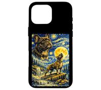 Carcasa para iPhone 16 Pro MAX Bulldog Francés Noche Estrellada Van Gogh Lindo Perro Aullando