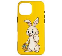 Carcasa para iPhone 16 Pro MAX Bunny Thumbs Up Colorido Huevo Caza Día de Pascua