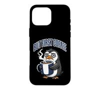 Carcasa para iPhone 16 Pro MAX But First Coffee Sleepy Penguin Caffeine Lover