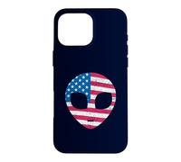 Carcasa para iPhone 16 Pro MAX Cabeza de Alien Bandera Americana Patriótica - I Love USA Pecho Izquierdo