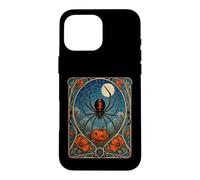 Carcasa para iPhone 16 Pro MAX Calabaza Art Nouveau Black Widow Spider Halloween