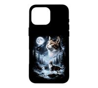 Carcasa para iPhone 16 Pro MAX Calico Cat Aullando a la Luna 90's Retro