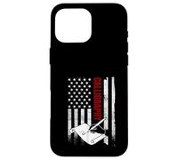 Carcasa para iPhone 16 Pro MAX Caligrafía Bandera Estadounidense desgastada Artista patriótico de Estados Unidos