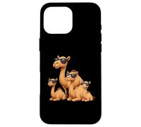 Carcasa para iPhone 16 Pro MAX Camel Family Wearing Sunglasses Funny Arabian Animal Desert