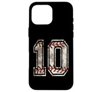 Carcasa para iPhone 16 Pro MAX Camiseta de béisbol número 10 Vintage desgastada