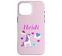 Carcasa para iPhone 16 Pro MAX Camiseta de cumpleaños con diseño de Unicornio para niña con Nombre Heidi