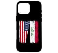 Carcasa para iPhone 16 Pro MAX Camiseta iraquí Americana con Media Bandera de Estados Unidos