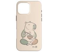 Carcasa para iPhone 16 Pro MAX Capybara Peaceful Zen Ramen Noodle Minimalista Sabi WABI