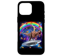 Carcasa para iPhone 16 Pro MAX Cat Riding Dinosaur Trex UFO Taco Donuts In Galaxy
