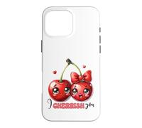 Carcasa para iPhone 16 Pro MAX Cerezas Kawaii I Cherrish You Pareja Amor Fruta