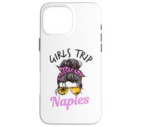 Carcasa para iPhone 16 Pro MAX Chicas a Juego Viaje Nápoles Florida Moño de Pelo desordenado Mujeres
