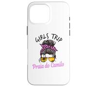 Carcasa para iPhone 16 Pro MAX Chicas a Juego Viaje Praia Do Camilo Portugal Moño de Pelo desordenado