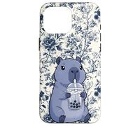 Carcasa para iPhone 16 Pro MAX Chinoiserie Floral Azul Supercute Bubble Tea Capibara