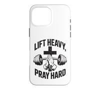 Carcasa para iPhone 16 Pro MAX Christian Workout Lift Heavy Pray Hard Gimnasio para Hombres