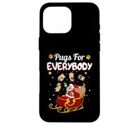 Carcasa para iPhone 16 Pro MAX Christmas Pugs For Everybody Santa's Sleigh Pug Dog Lover