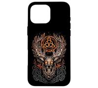 Carcasa para iPhone 16 Pro MAX Ciervo Blanco Mitología vikinga Runas Espíritu nórdico