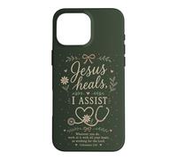 Carcasa para iPhone 16 Pro MAX Cita de fe Floral de Enfermera Cristiana Jesús Sana I Assist