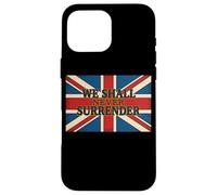 Carcasa para iPhone 16 Pro MAX Cita de Union Jack We Shall Never Surrender Churchill