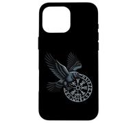 Carcasa para iPhone 16 Pro MAX Classic Huginn Muninn Celtic Viking Brújula Vegvisir