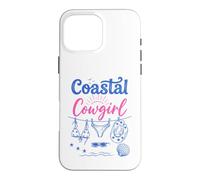 Carcasa para iPhone 16 Pro MAX Coastal Cowgirl Bachelorette Summer Cowboy Hat Blue Beach