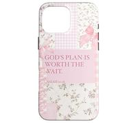 Carcasa para iPhone 16 Pro MAX Colcha God Plan Christian Bible, Bonita Coqueta con Lazo Rosa y Flores