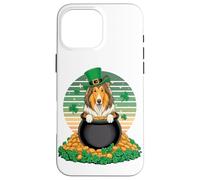 Carcasa para iPhone 16 Pro MAX Collie St Patricks Day Leprechaun Shamrock Collies