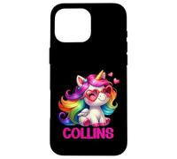 Carcasa para iPhone 16 Pro MAX Collins - Nombre Personalizado Colorido Unicornio para Mujeres y niñas