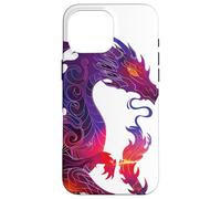 Carcasa para iPhone 16 Pro MAX Colores Vivos Púrpura Rojo Naranja Dragón de Fuego