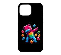 Carcasa para iPhone 16 Pro MAX Colorful Dabbing Gummy Bear Candy Lovers Kids Boys Bear Dab