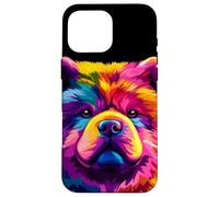 Carcasa para iPhone 16 Pro MAX Colorido Chow Chow Face Cute Puppy Dog Lover Hombres Mujeres Negro