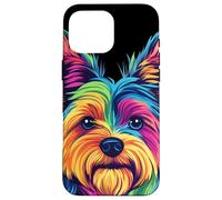 Carcasa para iPhone 16 Pro MAX Colorido Yorkshire Terrier Rainbow Yorkie Dog Lover Negro