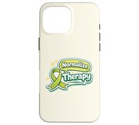 Carcasa para iPhone 16 Pro MAX Concientización sobre la Salud Mental - Cinta Verde de la Terapia de normalización