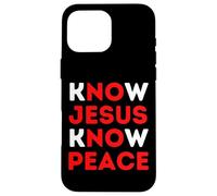 Carcasa para iPhone 16 Pro MAX Conoce a Jesús Conoce la Paz Fe Cristiana Religiosa Navidad