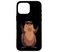 Carcasa para iPhone 16 Pro MAX Cool Beaver Rock On Funny Animal Gafas De Sol Diseño