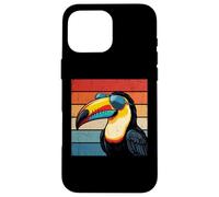 Carcasa para iPhone 16 Pro MAX Cool Tucán Retro Puesta de Sol Vintage Amante de pájaros Desgastados