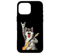 Carcasa para iPhone 16 Pro MAX Cool Wolf Rocker Funny Dog Music Lover Gráfico Juguetón Sharp