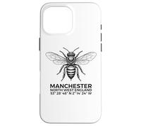 Carcasa para iPhone 16 Pro MAX Coordenadas geográficas Manchester North England Bee Negro