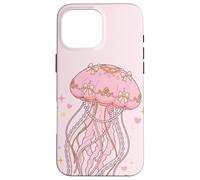 Carcasa para iPhone 16 Pro MAX Coquette Jellyfish Pink Bow Pearls Soft Girl Aesthetic