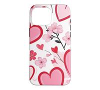 Carcasa para iPhone 16 Pro MAX Corazón Ditsy Patrón Romántico Sakura Flores Cerezo Flores